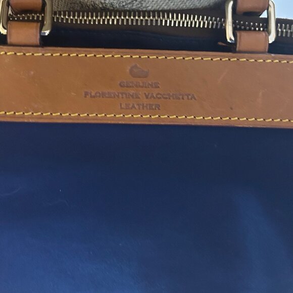 Dooney & Bourke Florentine Vachetta Nylon leather Trim Handbag Satchel Navy - Picture 8 of 15